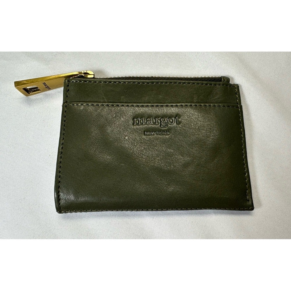Margot New York Leather Emmy Card Case Wallet Holder Rare Mossy Green Color